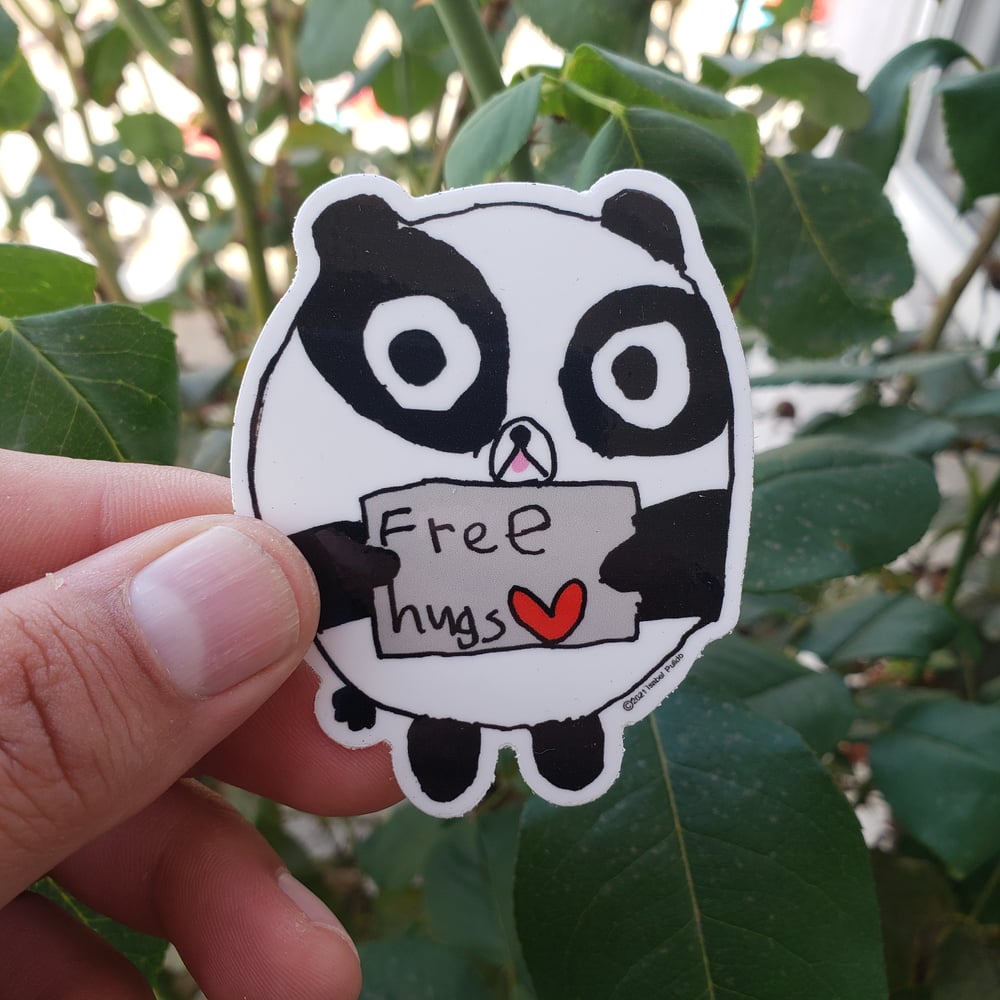 Free Hugs Panda Vinyl Sticker