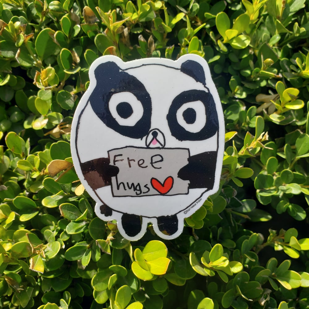 Free Hugs Panda Vinyl Sticker