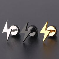 Image 5 of Mens Lightning Stainless Steel Studs Earrings