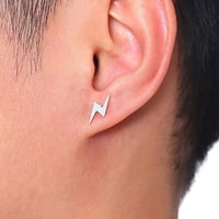 Image 7 of Mens Lightning Stainless Steel Studs Earrings