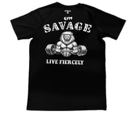 Image 2 of Black and white Savage Compression Dri Fit workout shirt 