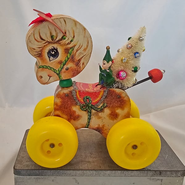 Image of Vtg Fisher Price Prancy Pony Holiday Decor