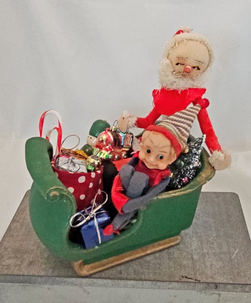 Image of Vtg Ceramic Sleigh and Lots of Christmas Cheer