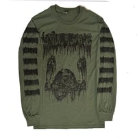 Image 1 of Undergang " Putrid Head " Longsleeve  Miltary Green T-shirt with Sleeve prints