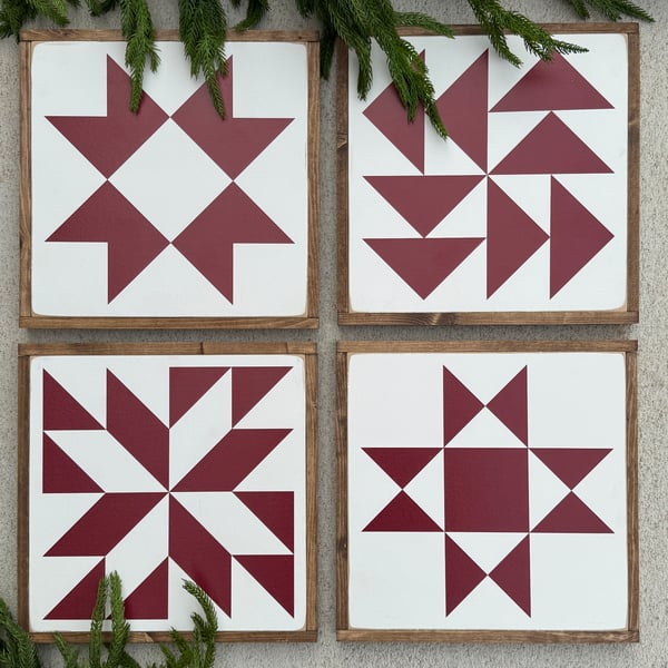 Image of Cranberry 4-Set, Classic Barn Quilts