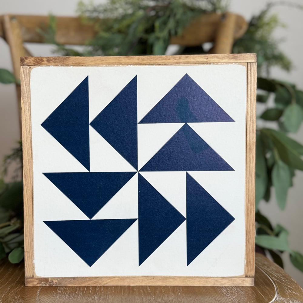 Image of Navy Flying Geese - 11" Classic Barn Quilt