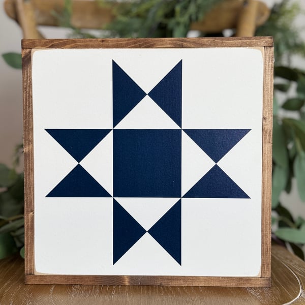 Image of Navy Ohio Star - 11" Classic Barn Quilt