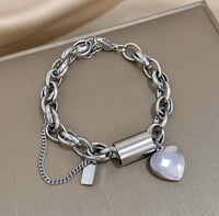 Chunky Silver Heart Bracelet 
