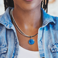 Image 1 of Celestial Blue Venetian Glass Necklace