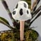 Image of Black and White Spotted Glow in the Dark Ceramic Mushroom Plant Stake