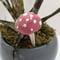 Image of Pink and White Spotted Ceramic Mushroom Plant Stake