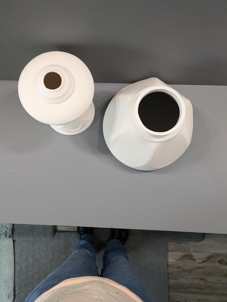 Image of Ceramic Bisque Large Table Lamp With Shade Ready to Paint