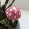 Image of Pink and White Spotted Ceramic Mushroom Plant Stake