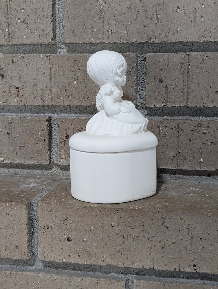 Image of Ceramic Bisque Girl with Heart Box Ready to Paint