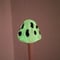 Image of Black and White Spotted Glow in the Dark Ceramic Mushroom Plant Stake