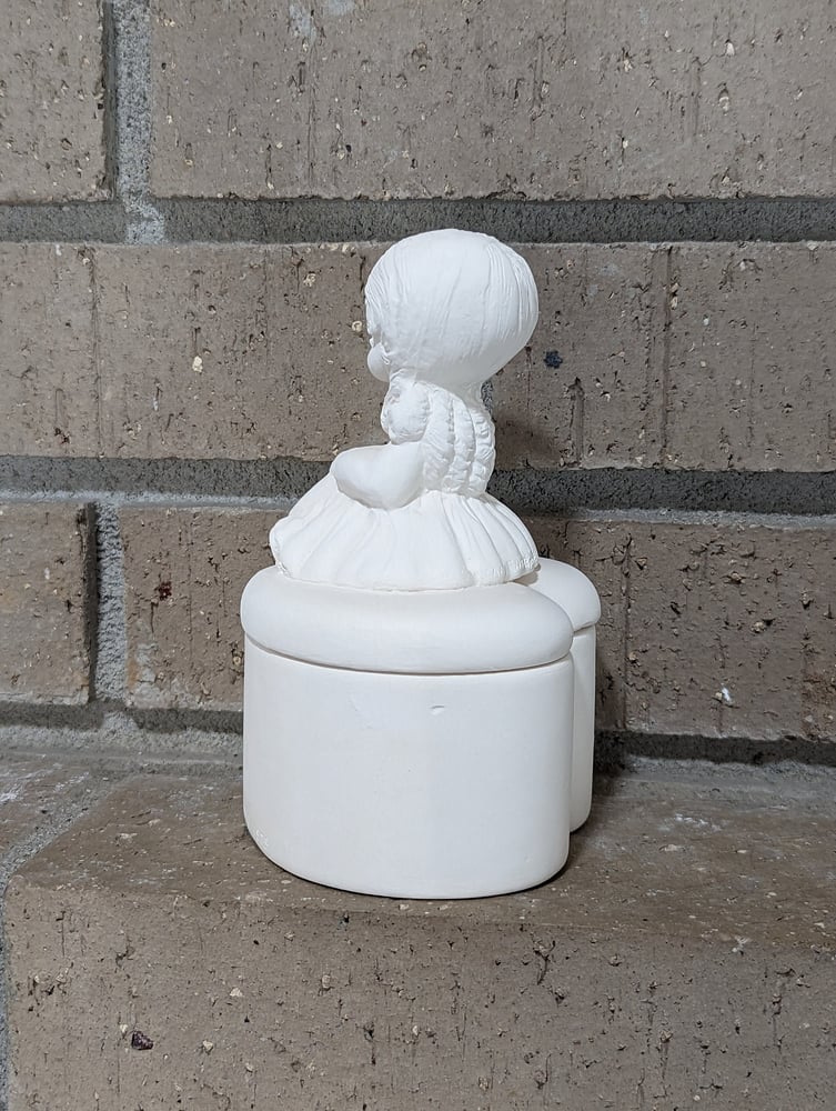 Image of Ceramic Bisque Girl with Heart Box Ready to Paint