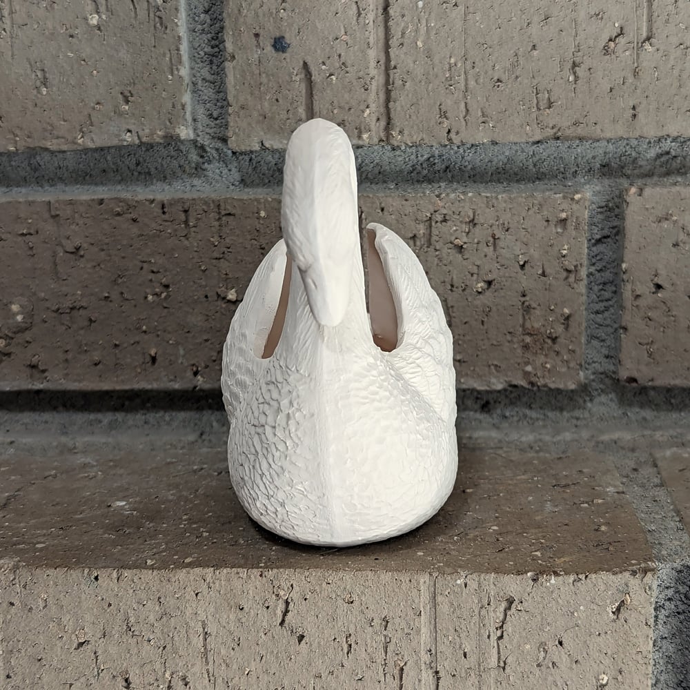 Image of Ceramic Bisque Ready to Paint Swan Planter Holder 4" in height