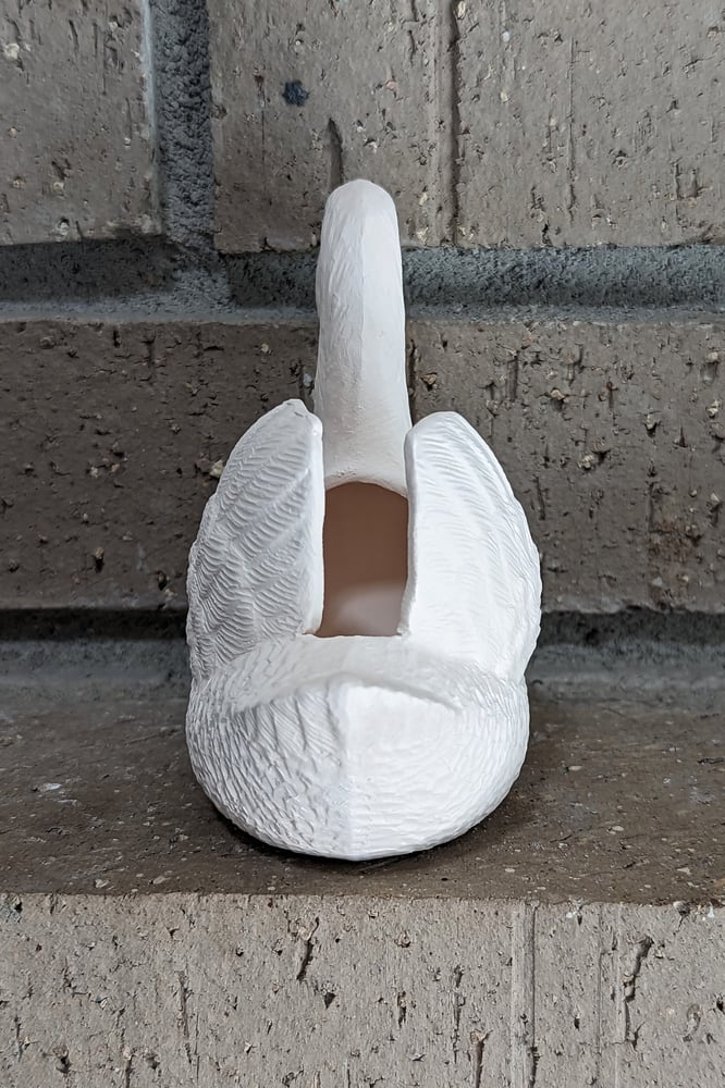 Image of Ceramic Bisque Ready to Paint Swan Planter Holder 4" in height