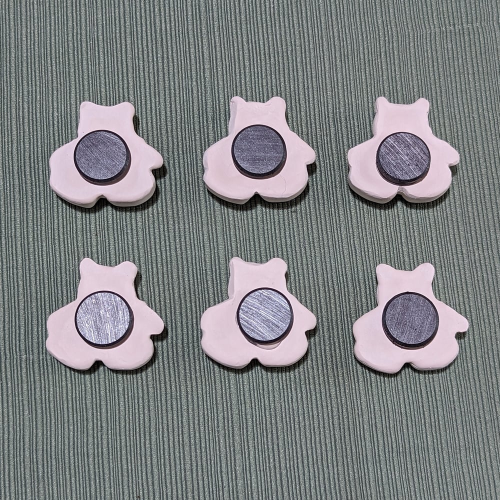 Image of Set of 6 Ceramic Bisque Teddy Bear Embossed Magnets Ready to Paint 1 1/2"