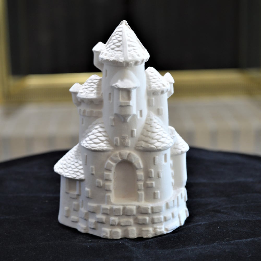 Image of Ceramic Bisque 5 1/2" inch tall Castle Ready to Paint
