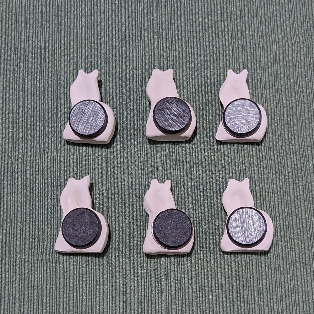 Image of Set of 6 Ceramic Bisque Cat Embossed Magnets Ready to Paint
