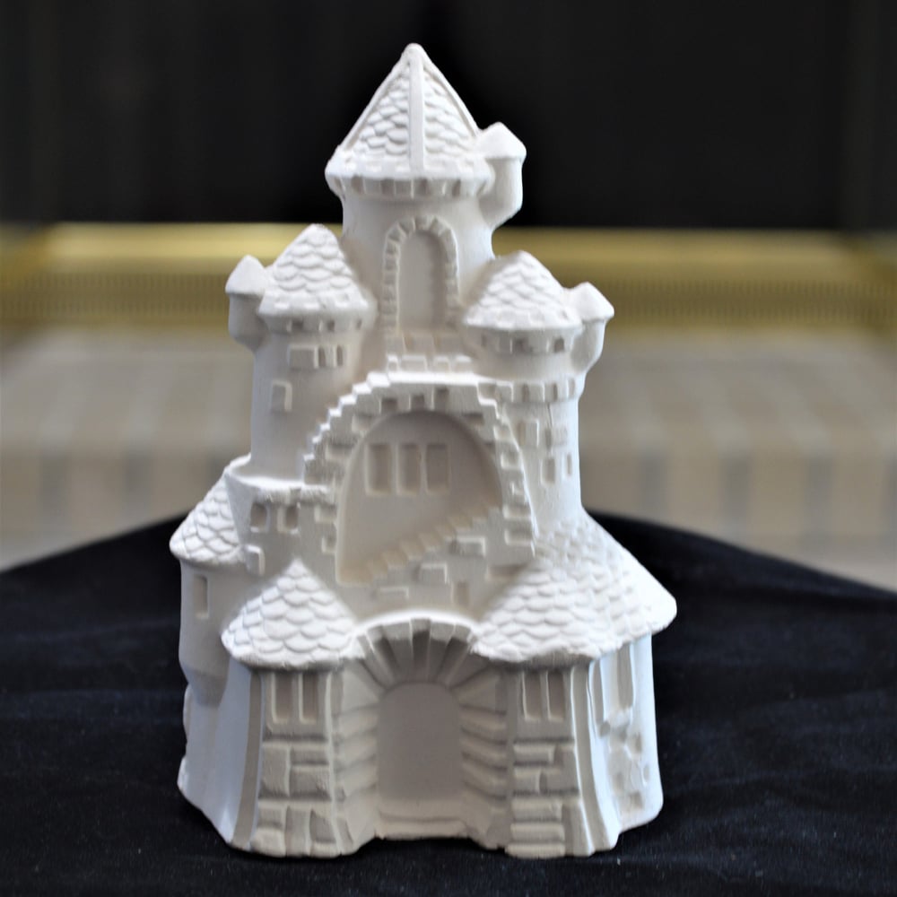 Image of Ceramic Bisque 5 1/2" inch tall Castle Ready to Paint