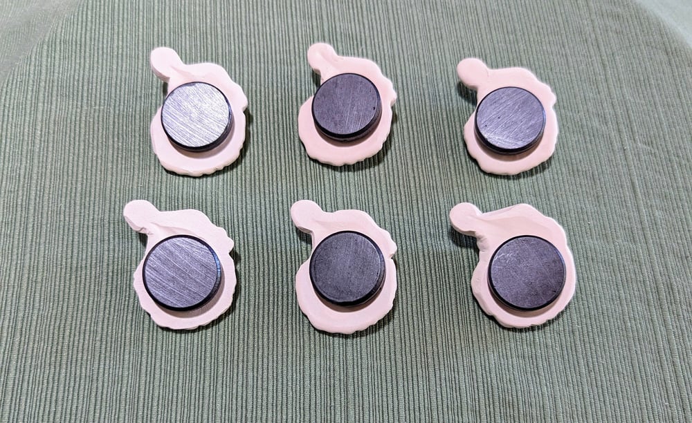 Image of Set of 6 Ceramic Bisque Santa Face Embossed Magnets Ready to Paint