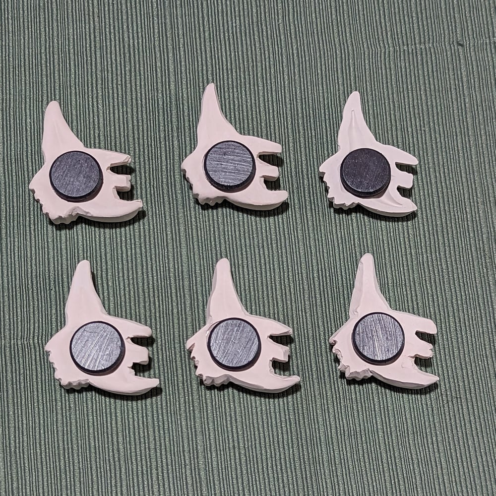 Image of Set of 6 Ceramic Bisque Witch Embossed Magnets Ready to Paint