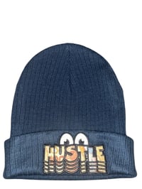 Navy “HUSTLE” Rib Cuffed Beanie