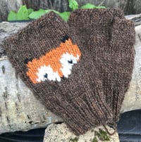 Image 1 of Woodland fingerless mittens - Chocolate - Ready to ship