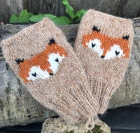 Image 1 of Woodland fingerless mittens - Beige - Ready to ship