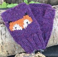 Image 1 of Woodland fingerless mittens - Violet heather - Ready to ship