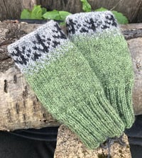 Image 2 of Fingerless mittens - Celery green - Ready to ship