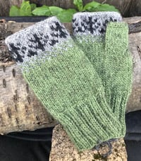 Image 1 of Fingerless mittens - Celery green - Ready to ship