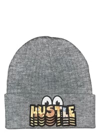 Light Grey Melange “HUSTLE” Rib Cuffed Beanie