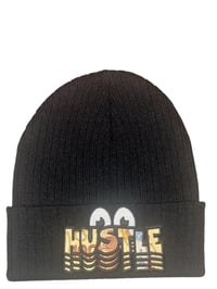 Black “HUSTLE” Rib Cuffed Beanie