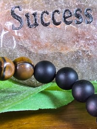 Image 3 of Mens Tigers eye and matte black onyx bracelet