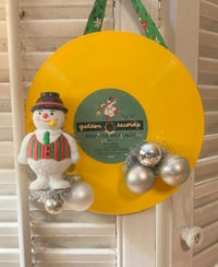 FUN! Vintage Jolly Snowman Christmas Record Decoration