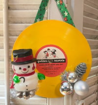 Cute! Vintage Jolly Snowman Christmas Record Decoration