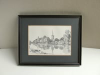 Image 1 of Stratford Upon Avon Holy Trinity Church, Vintage B&W Art Print, Signed Anthony John, Framed