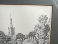 Image 4 of Stratford Upon Avon Holy Trinity Church, Vintage B&W Art Print, Signed Anthony John, Framed