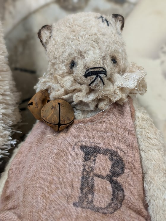 Image of 7" - Old Vintage Romantic Shabby Carnival Teddy Bear in romper  by Whendi's Bears