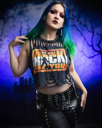 Image 1 of S/M Slashed Queen Crop Top