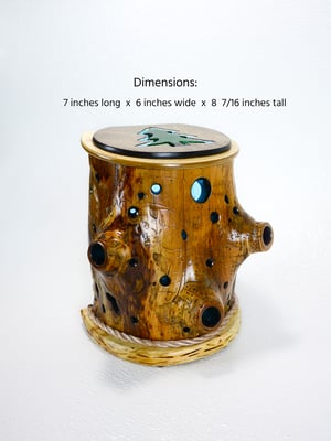 Image of Rustic Spruce Log LED light with hidden pictures inside, Rustic Decor, Unique functional art