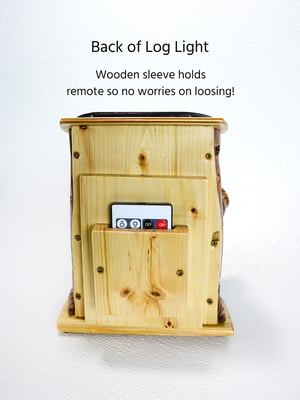 Image of Rustic Spruce Log LED light with hidden pictures inside, Rustic Decor, Unique functional art
