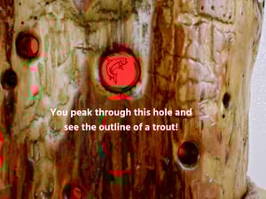 Image of Rustic Spruce Log LED light with hidden pictures inside, Rustic Decor, Unique functional art