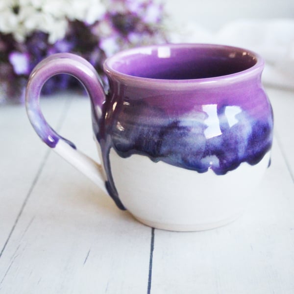 Image of Beautifully Glazed Purple, Pink and White Pottery Mug, Made in USA