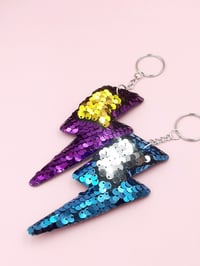 Image 5 of Set of 4 Sequin Lightning Bolt Keyrings