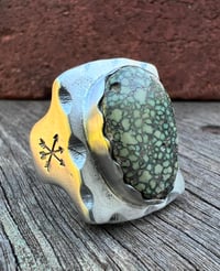 Image 1 of WL&A Handmade Spotted Damele Tres Arrows Signet Ring - Size 12