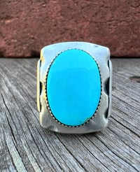 Image 2 of WL&A Handmade Royston Blue Tres Arrows Signet Ring - Size 9